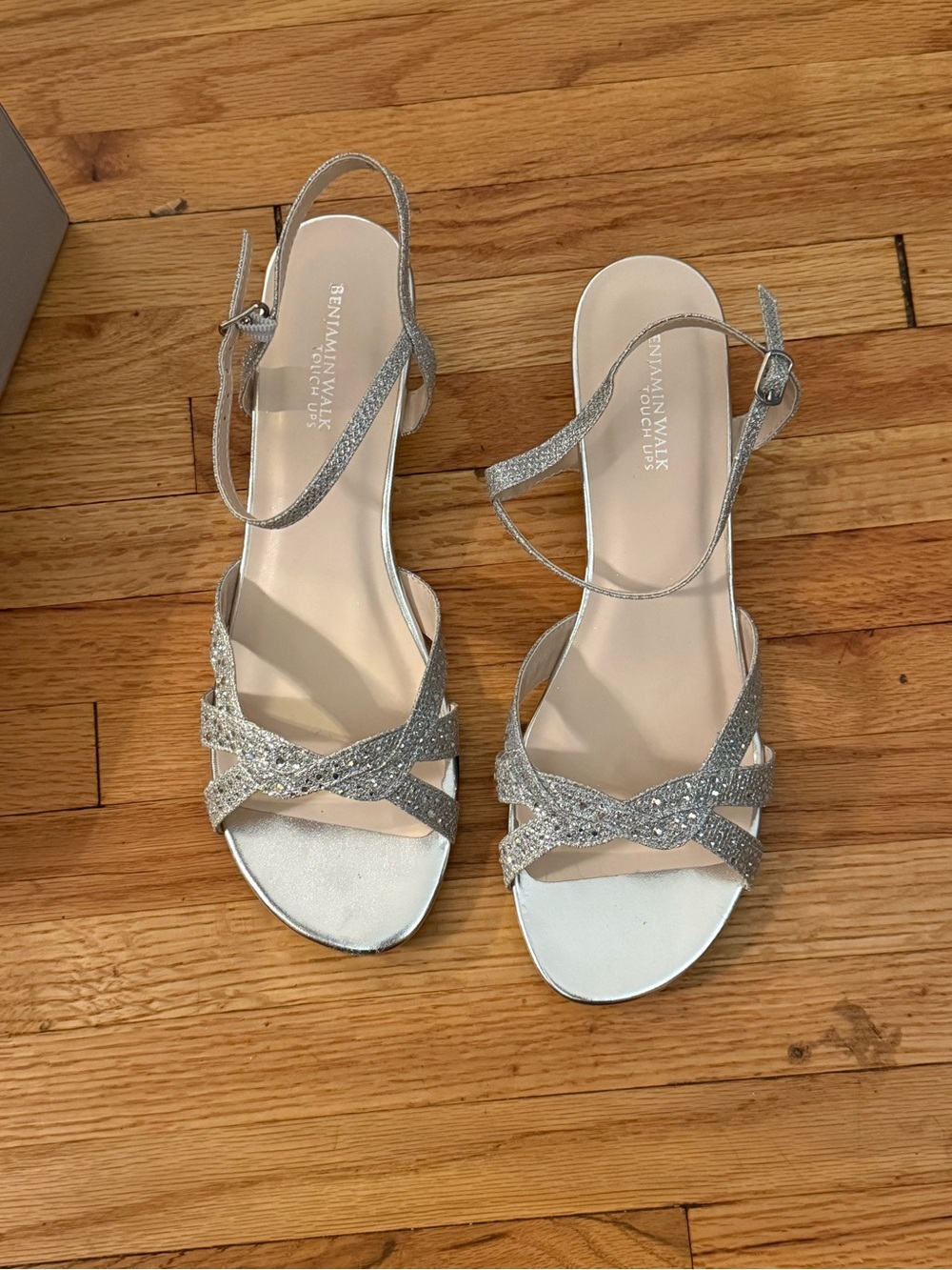 Benjamin Walk Silver Glitter Open-Toe Slingback Sandals